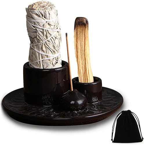 Palo Santo, soporte de salvia blanca para quemar, cuenco de manchas, quemador de incienso para varillas de inciensoconos de inciensobobina de