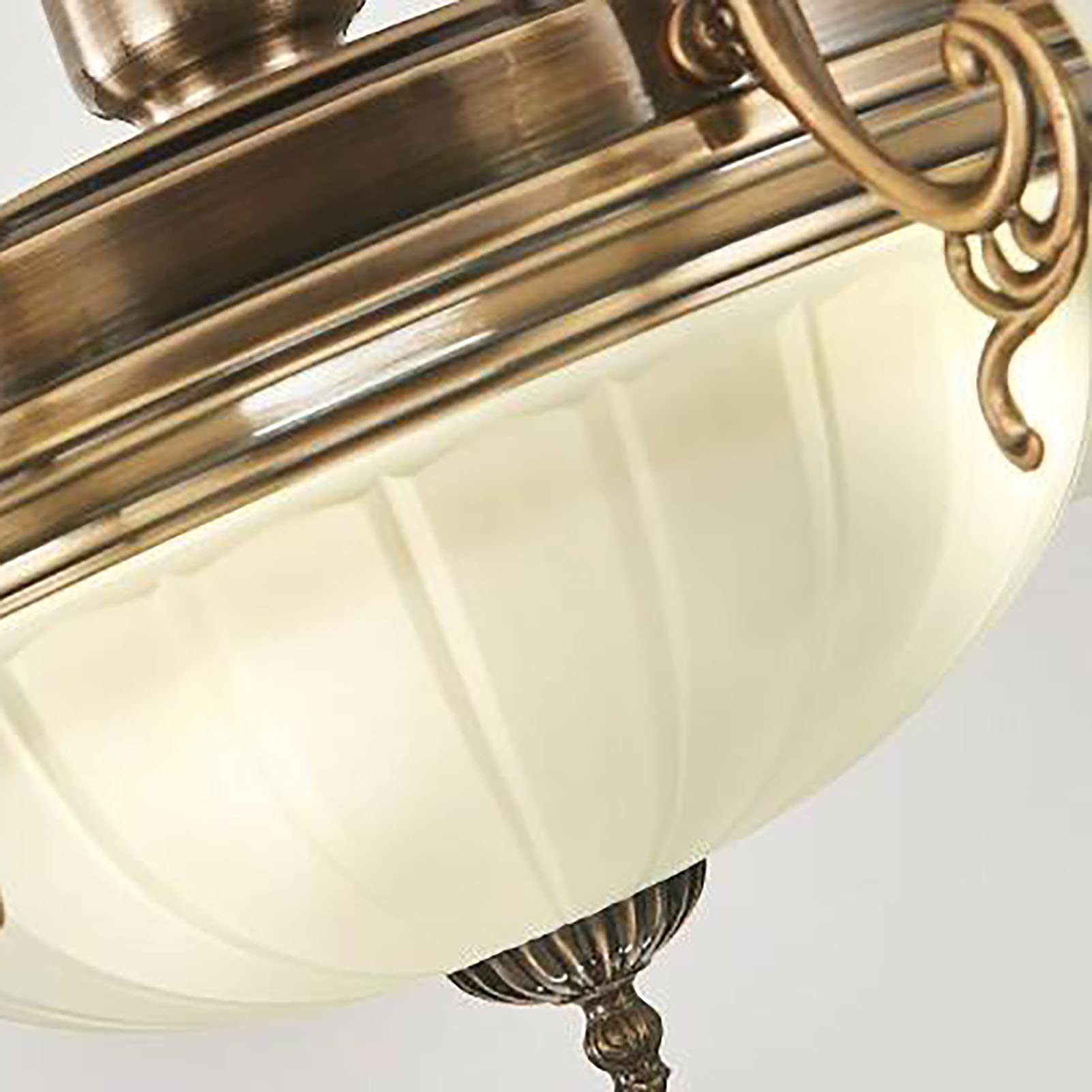Sputnik lampa sufitowa w stylu rustykalnym z białym szklanym kloszem do salonu, kuchni i sypialni, E27 Jane O Warm American lampa sufitowa, półzagłębiony, kolor brązowy