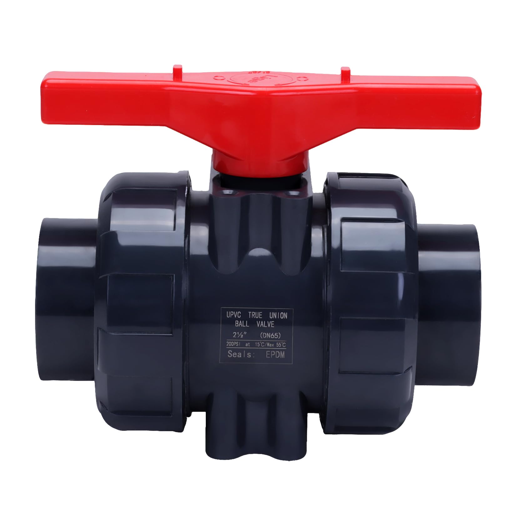 Vanne à bille PVC 6,3 cm DERNORD haute résistance avec joints EPDM et sièges PTFE 200 PSI