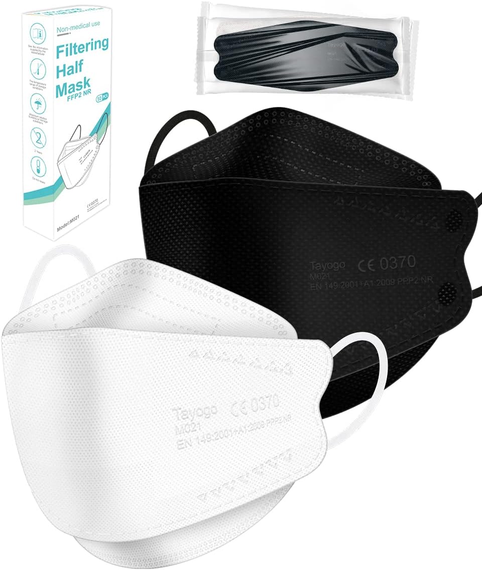 Tayogo FFP2 Face Masks,KN95 Mask High Protection for Women Men,4Layer