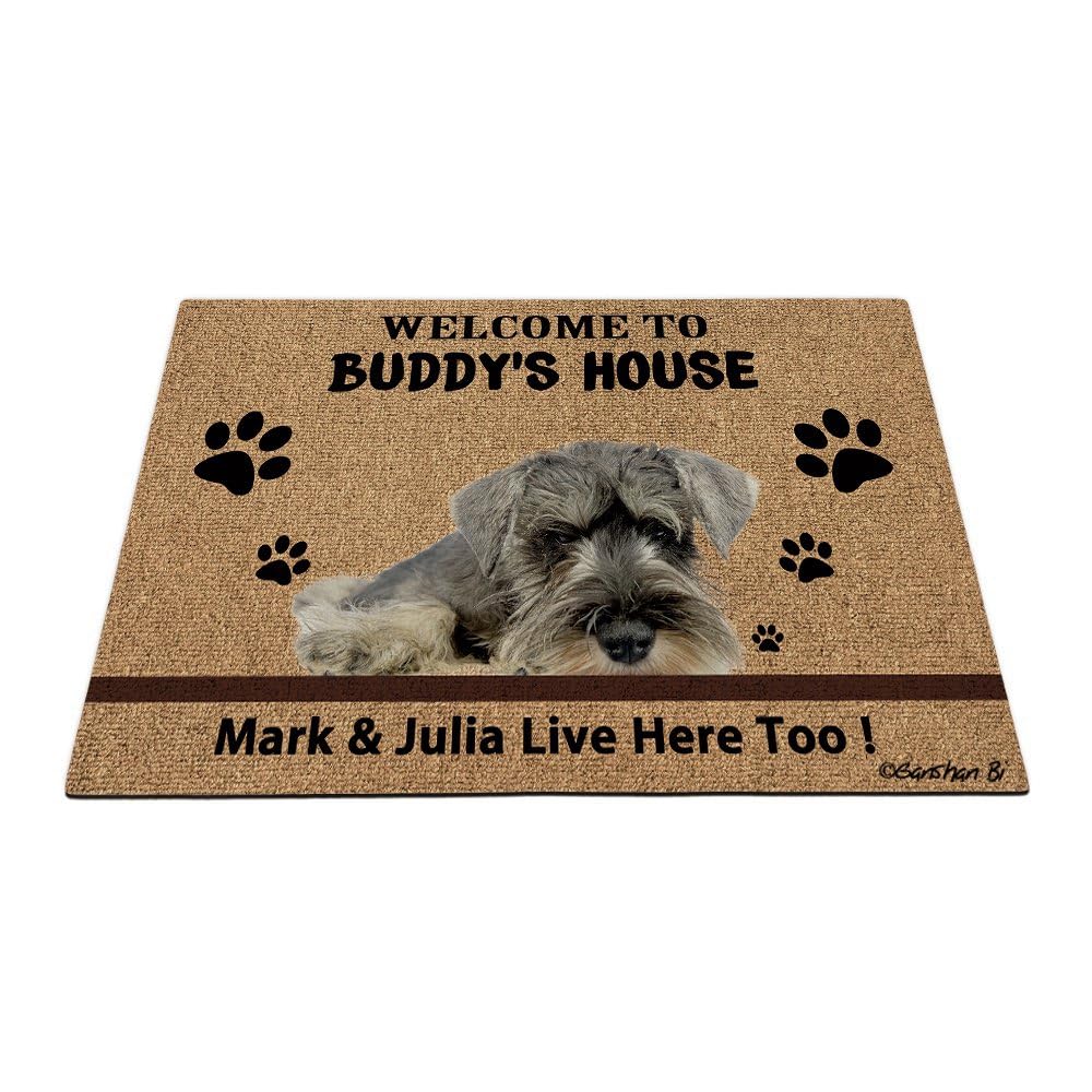 Personalizado divertido perro Schnauzer felpudo patas fangosas decoración alfombra de piso bienvenido a casa del perro para entrada de puerta delantera 59,9 cm x 39,9 cm