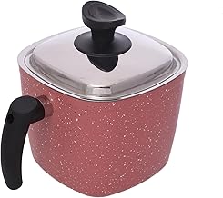 قدر طبخ من سافلون، مصنوع من الألومنيوم المطروق، لون وردي، بطلاء غير قابل للالتصاق، من مجموعة باورلاين. يتميز بقاعدة سميكة 5 ملم وطلاء ثلاثي الطبقات