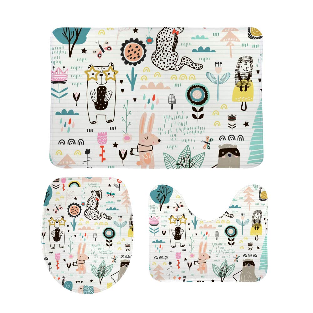 Tapis de bain enfants texture City antidérapant absorbant lot de 3 contre les glissades