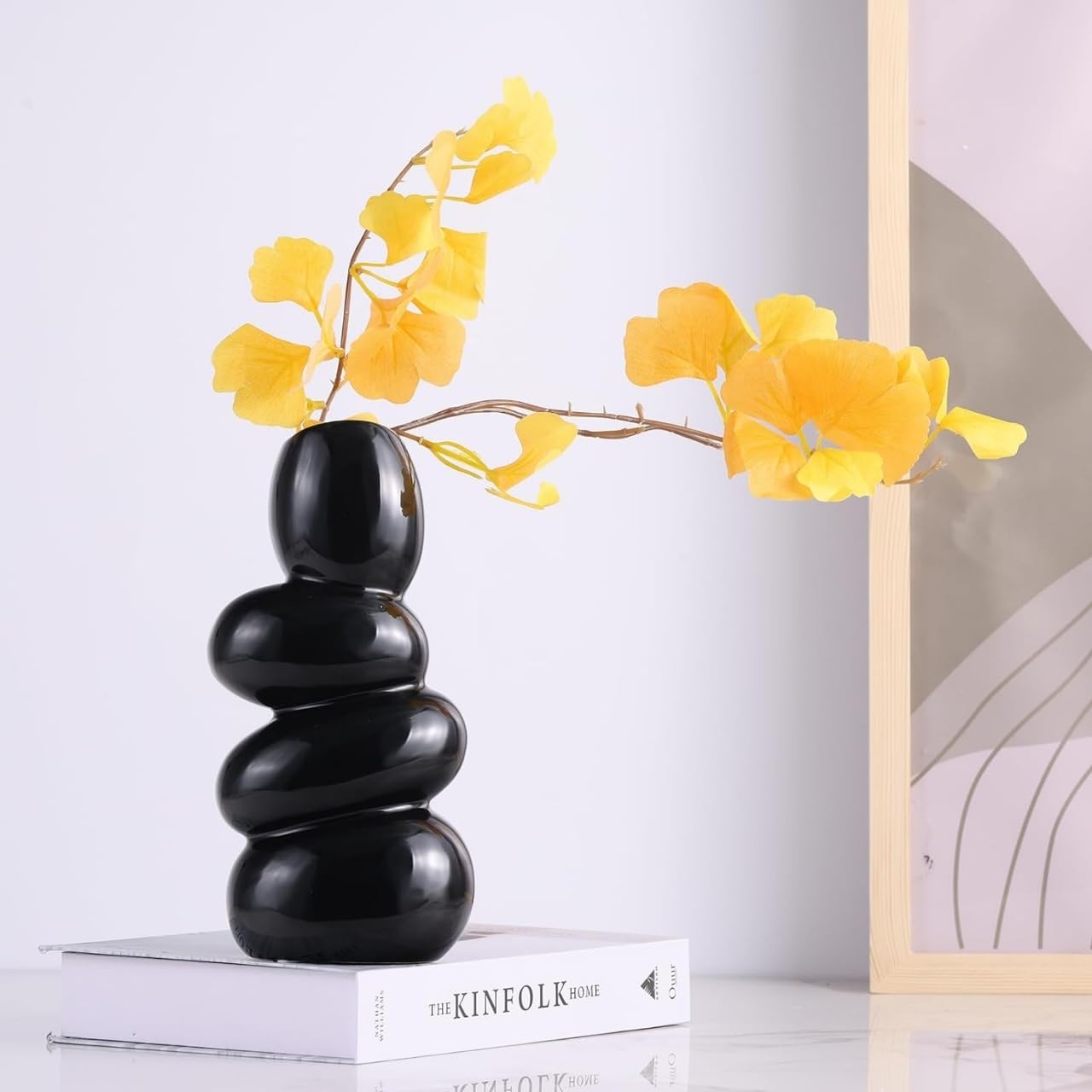 ecofynd Ceramic Flower Pebble Vase, 10-inch Black Vase for Home Decor Showpiece, Centrepiece for Wedding Dinner Table Party Living Room Office Bedroom, Modern Decorative Gift (CPOT038) (B0D4G5YJ76) Amazon Price History, Amazon Price Tracker