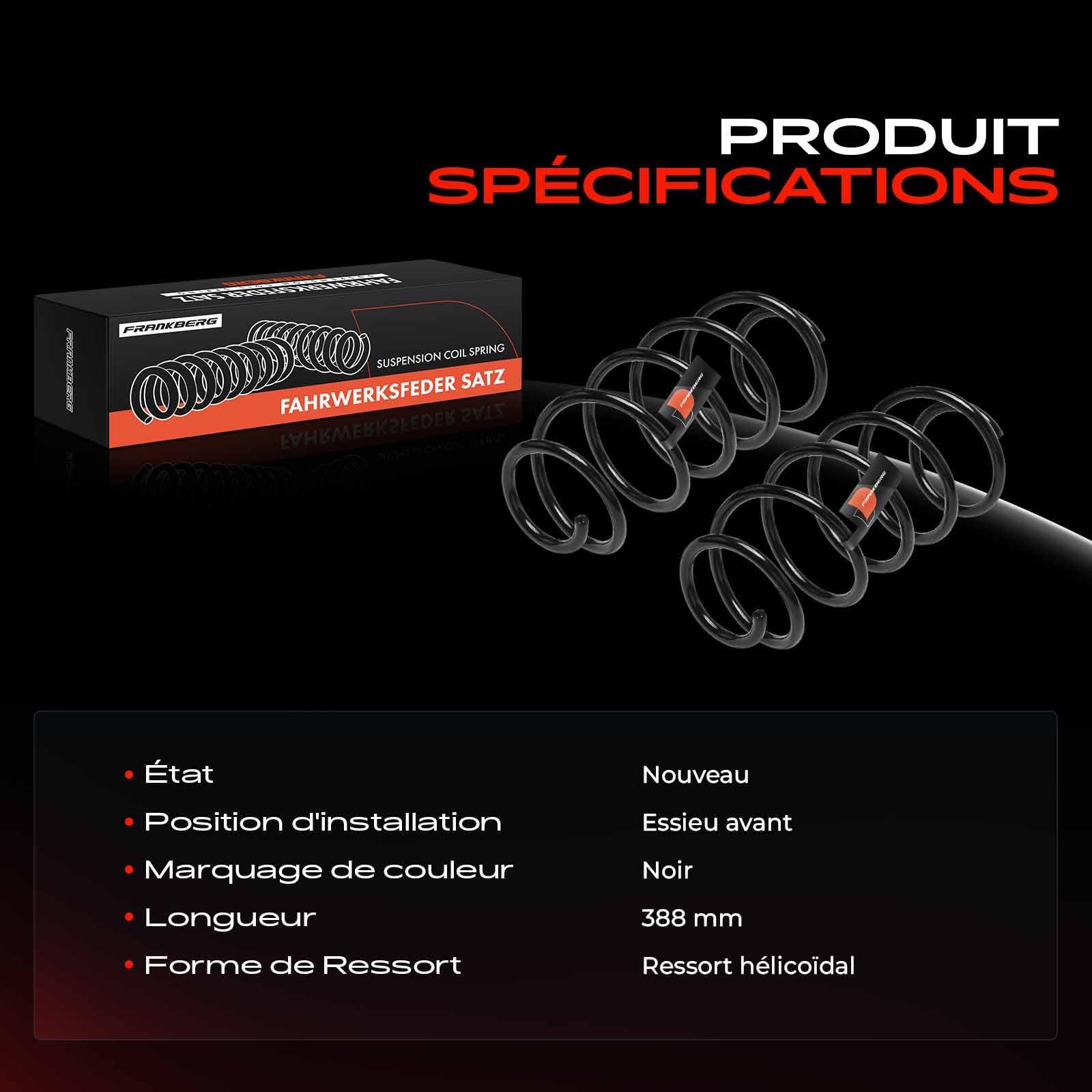 Frankberg 2 ressorts de suspension pour essieu avant 5002TG | Compatible avec: ,