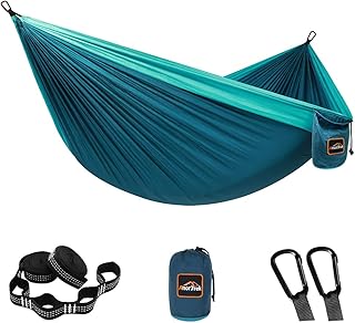 Camping Hammock, Super Lightweight Portable Parachute Hammock with Two Tree Straps Single or Double Nylon Travel Tree Hammocks for Camping Backpacking Hiking