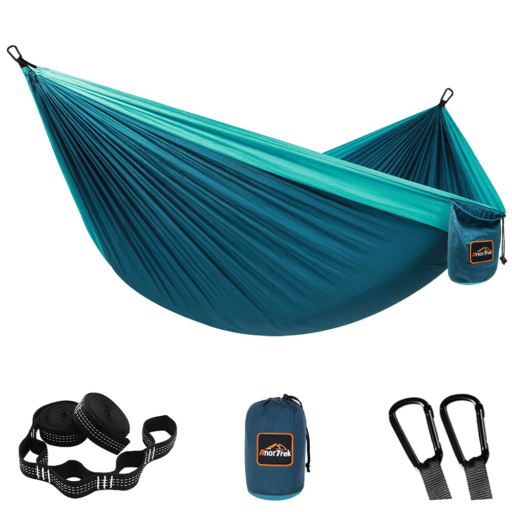 Camping Hammock, Super Lightweight Portable Parachute Hammock with Two Tree Straps Single or Double Nylon Travel Tree Hammocks for Camping Backpacking Hiking