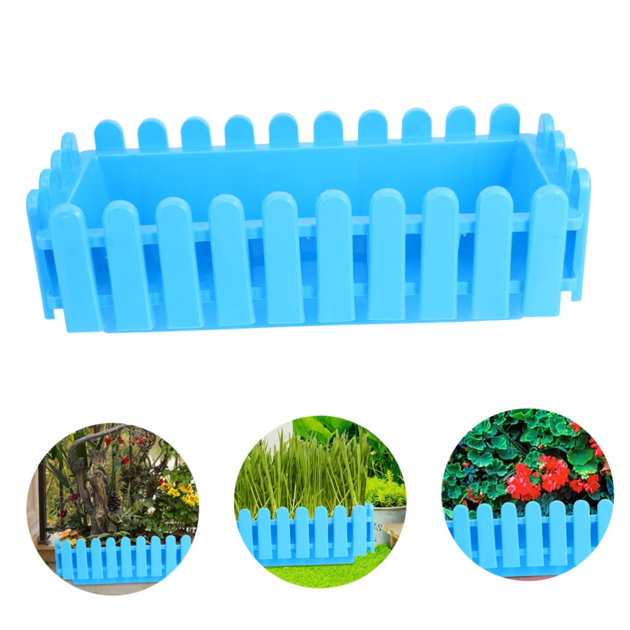BESPORTBLE Rechteckiger Kunststoff Blumentopf für Draußen und Leicht zu Reinigen für Dekorativen Zaun und Gartenpflanzen Blau