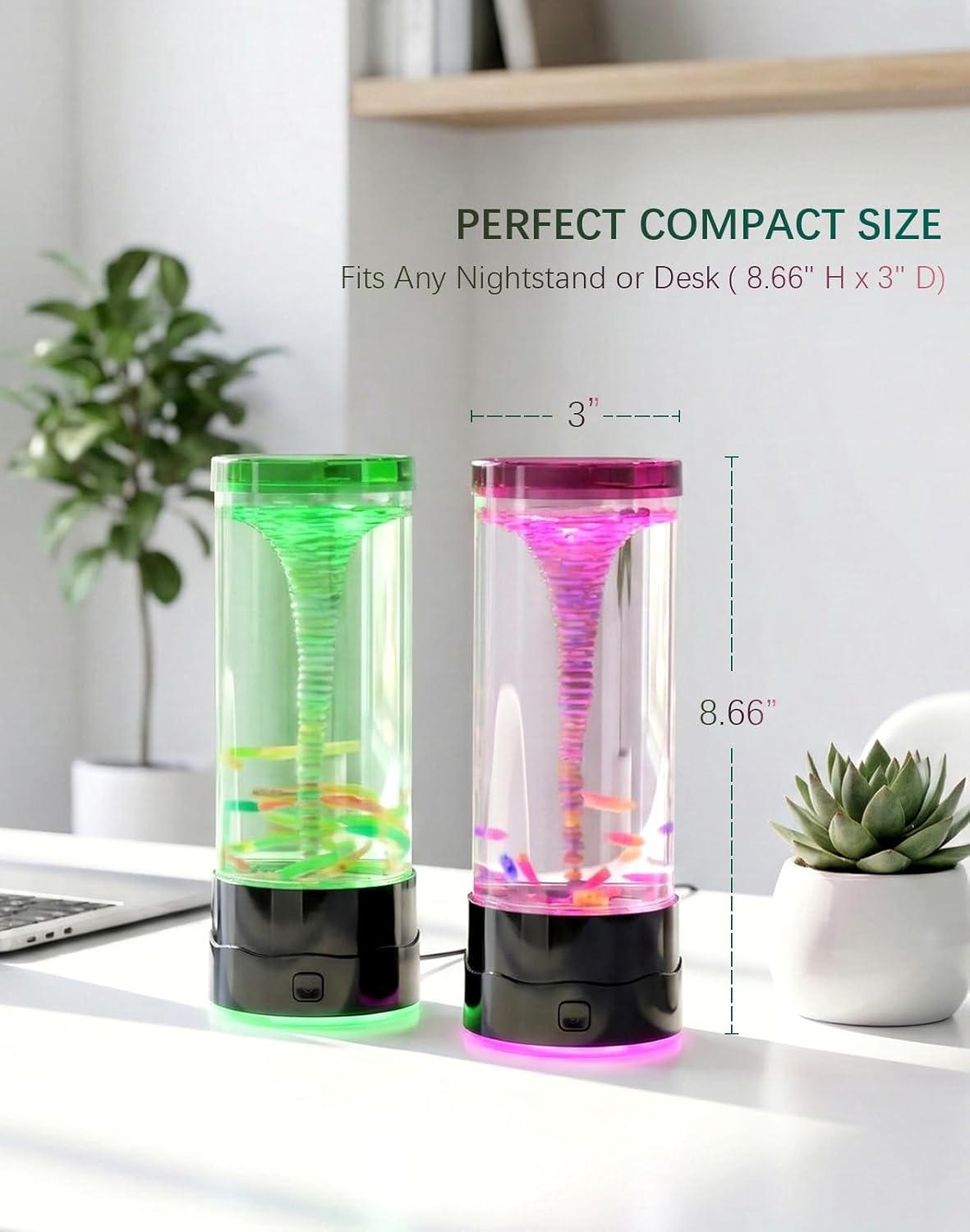 SUNDISC Tornado Lamp - Novelty LED Sensory Liquid Motion Night Light, Exclusive Dual-Bead & Quiet Motor, Cool Tech Gifts for Men Women Teens, Unique Desk Gadgets for Gaming Room, Office, Decor - Image 5