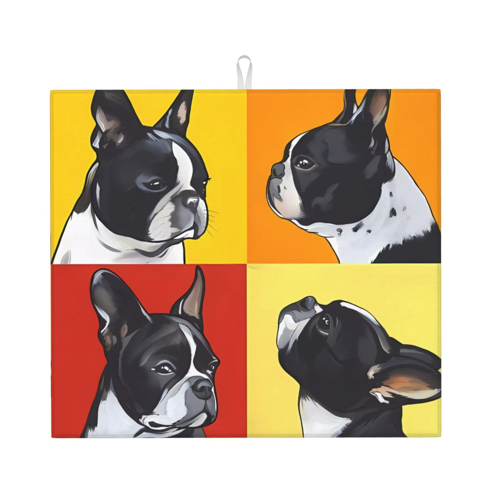 WHJSHOP Dog Prints Kitchen Drying Mat - Absorbent Dish Drying Throw with Vibrant Prints, Quick-Dry Countertop Layer for Dishes & Glassware - Non-Slip