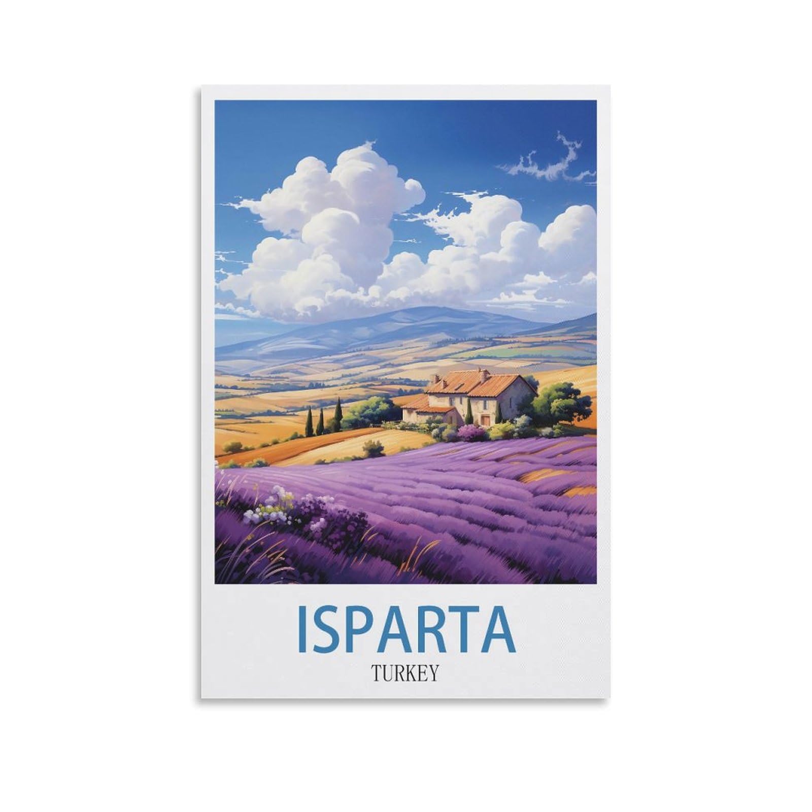 EZMLFA Paint by Numbers for Adults and Children，Isparta TurkeyPosters Landscape DIY Acrylic Painting by Numbers for Children & Adults & Beginners 30x40CM