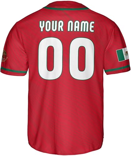 Miniatura 3 de Leeprints - Camiseta de béisbol mexicana personalizada para hombres y mujeres, camiseta de bandera mexicana, orgullo mexicano