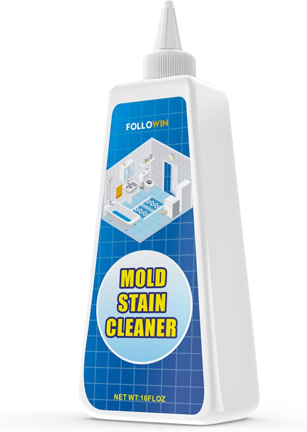 Mold and Mildew Remover Gel, Household Stain Cleaner for Washing Machine Seal, Bathroom Grout, Shower Tile, Kitchen Sink, Silicone Caulk - Non-Drip, Deep-Penetrating Formula, 16 oz