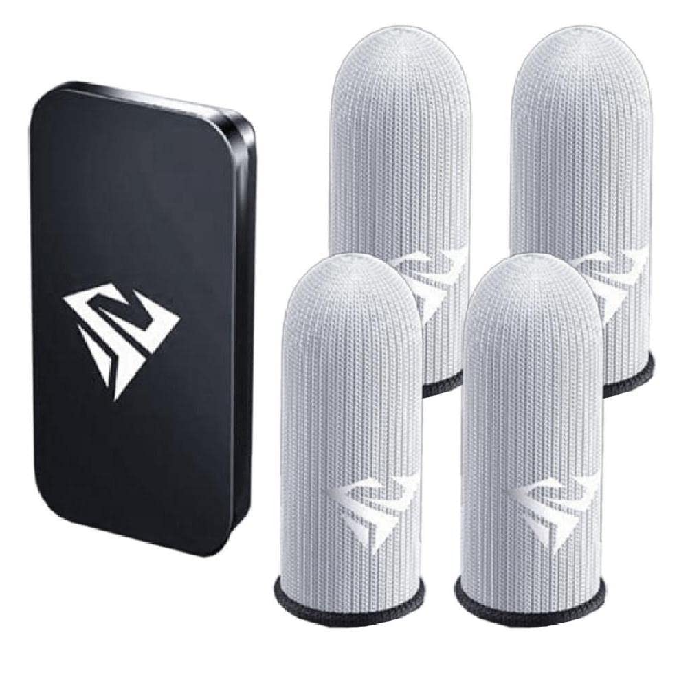 Hejhncii Multi-Color Sweat Proof Finger Sleeve Breathable Mobile Gaming Finger Cover Game Controller Touch Screen Gaming Thumb Gloves 0.25Mm Ultra Slim Silver Fiber