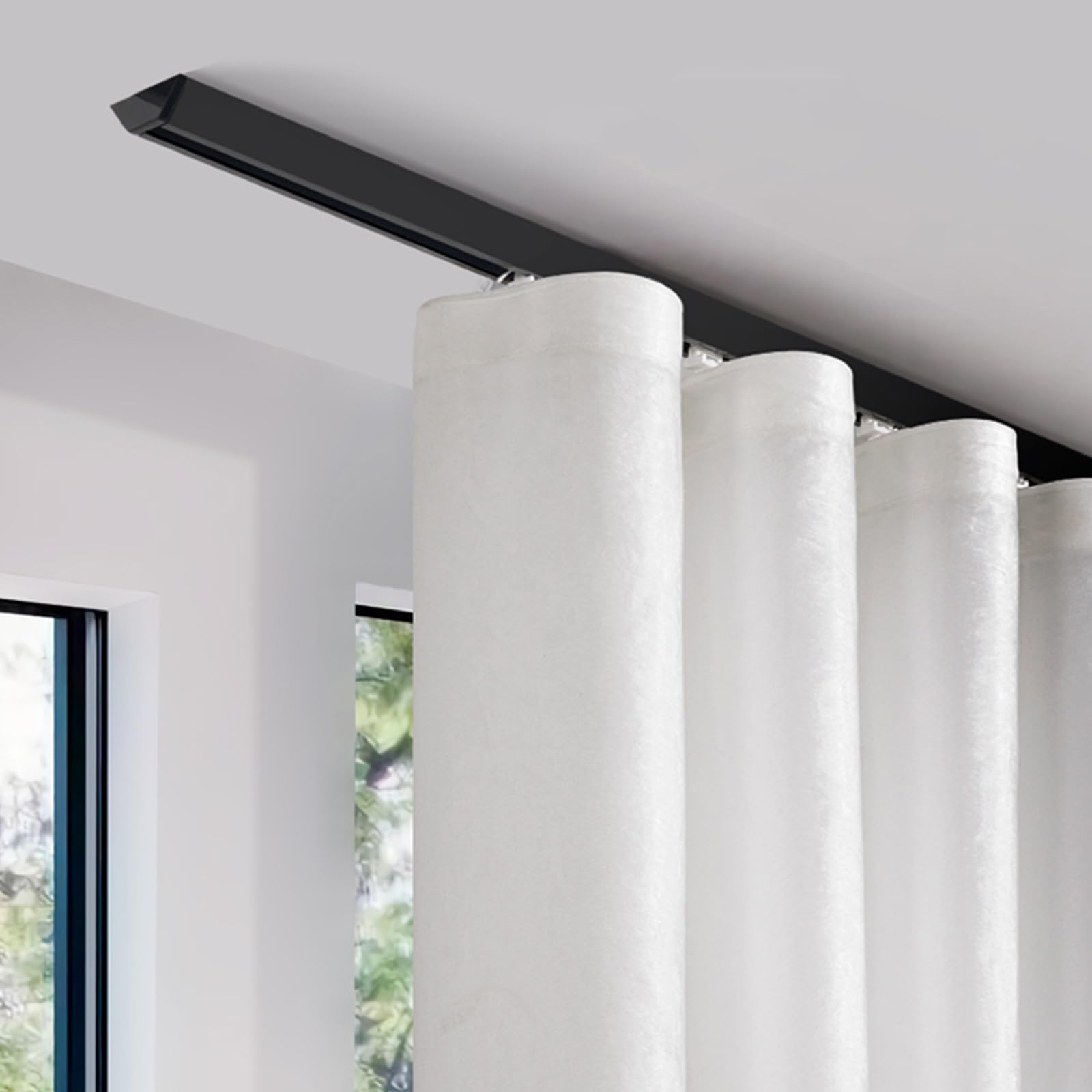 Binario per tenda da soffitto ultra sottile, versatile, 1 m 5 m, regolabile, per doccia e divisorio, facile da installare a parete o a soffitto, colore nero