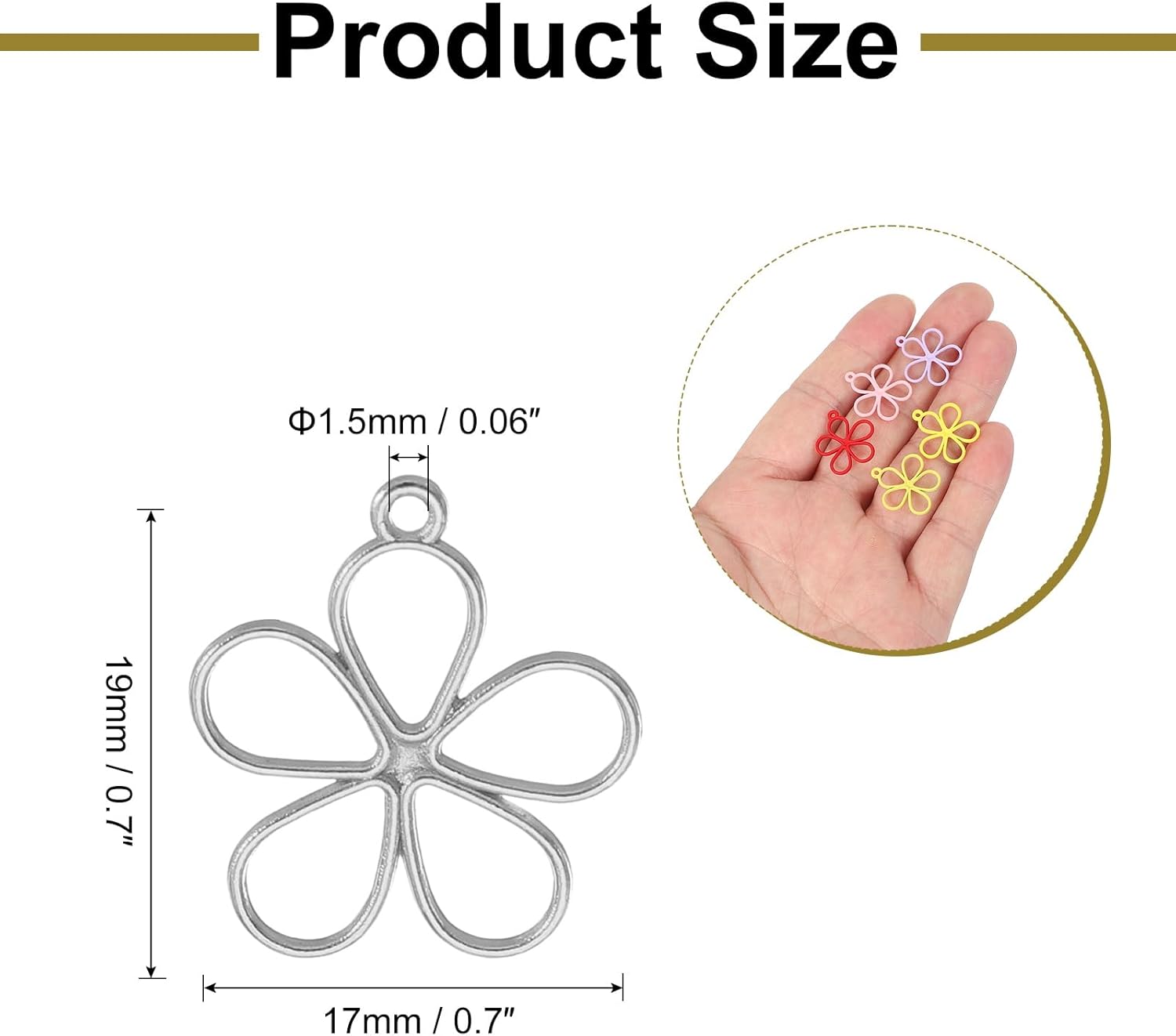 uxcell 30Pcs Alloy Open Bezel Pendants, Sky Flower Open Back Hollow Frame Pendant Geometric for Resin Jewelry Making Earrings Necklace Bracelet DIY, Ancient Silver - Image 2