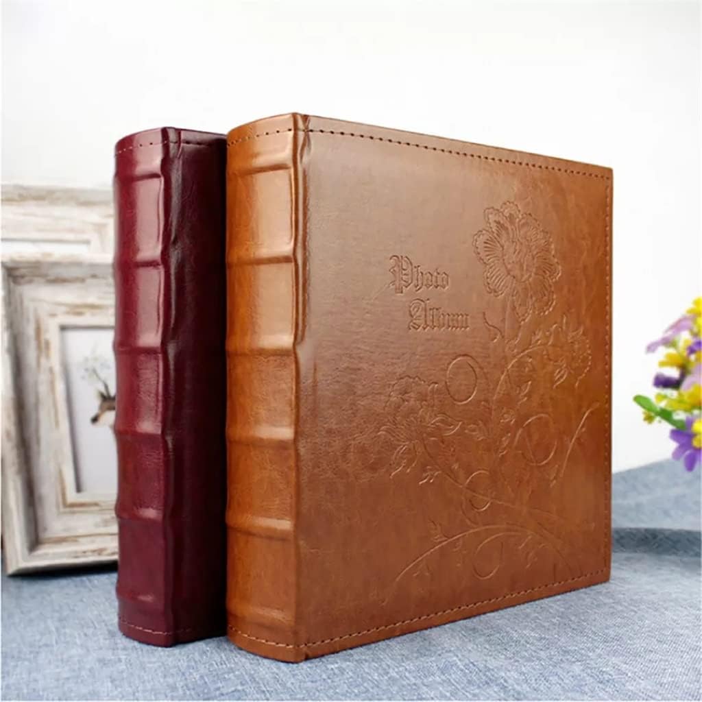 JSEIAJB 6-Inch Interleaf Type Photo Album Retro Leather Cover Photo Album Creative Family Photoalbum Scrap Book Stamp Collection(E)