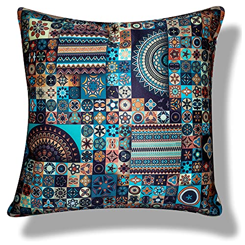 Image of Merhaba Microfiber Satin 250TC Cushion Pillow Covers, Multicolor, Set of 5(Ishil, 12x12 Inches)
