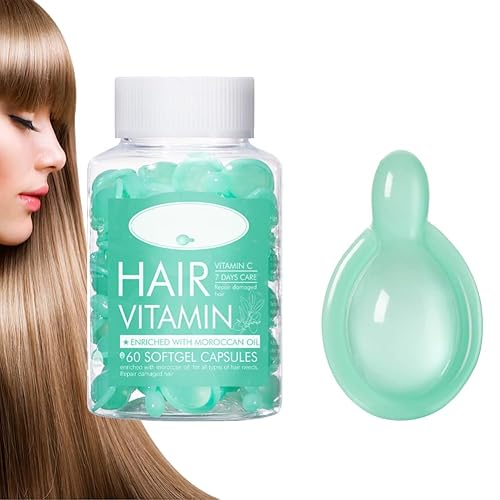 60 cápsulas de aceite de suero para el tratamiento del cabello, fórmula hidratante para el cabello, suero con vitaminas para cabello dañado, TURQUESA