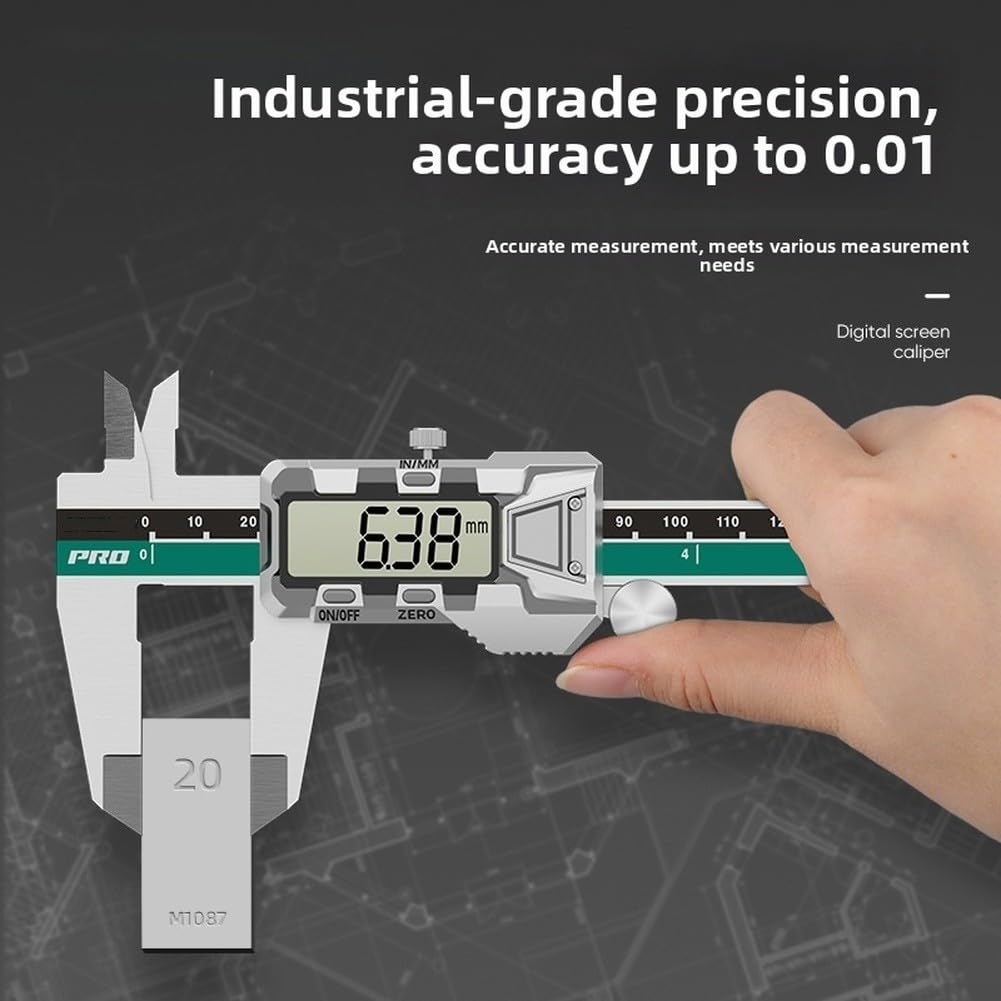 Elektronischer Messschieber, 15,2 cm, Edelstahl-Körper, genaue Tiefenmessung, automatische Abschaltfunktion für Haushaltsprojekte (300 mm)