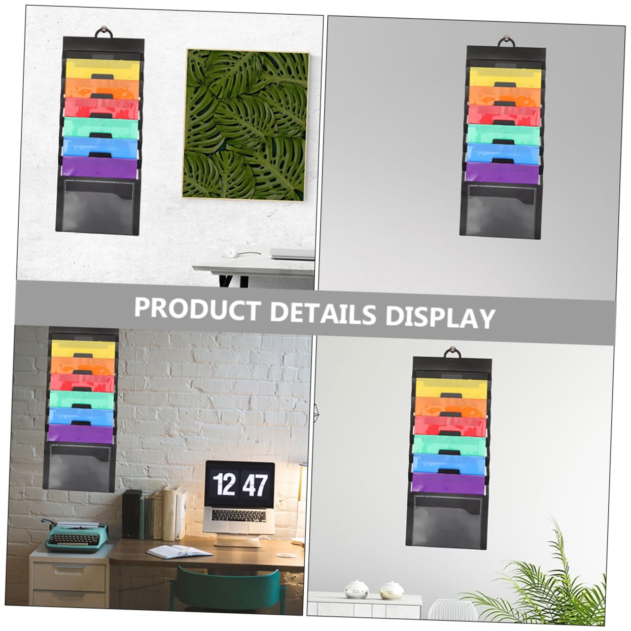 SEWACC Organiseur Mural pour Dossiers 2 Pièces en PP Noir, Pliable