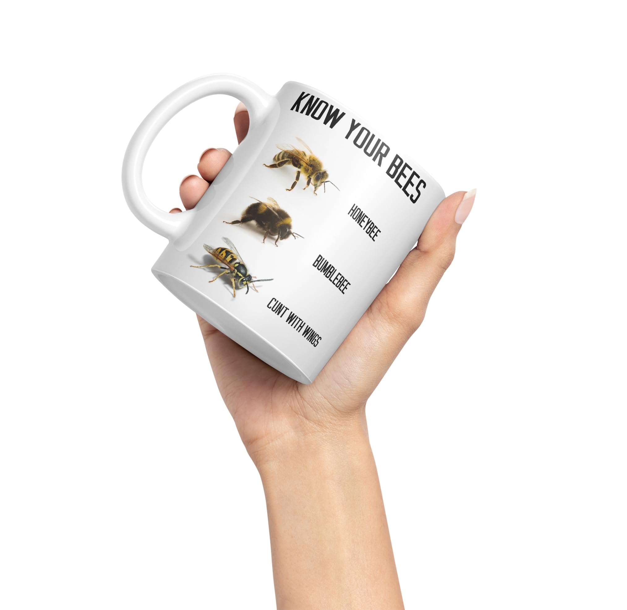 Vixar Know Your Bees Rude Funny Ceramic 330 ml Coloured Mug Cup Gift Tea Coffee Christmas Office Home Joke (White) - Image 3