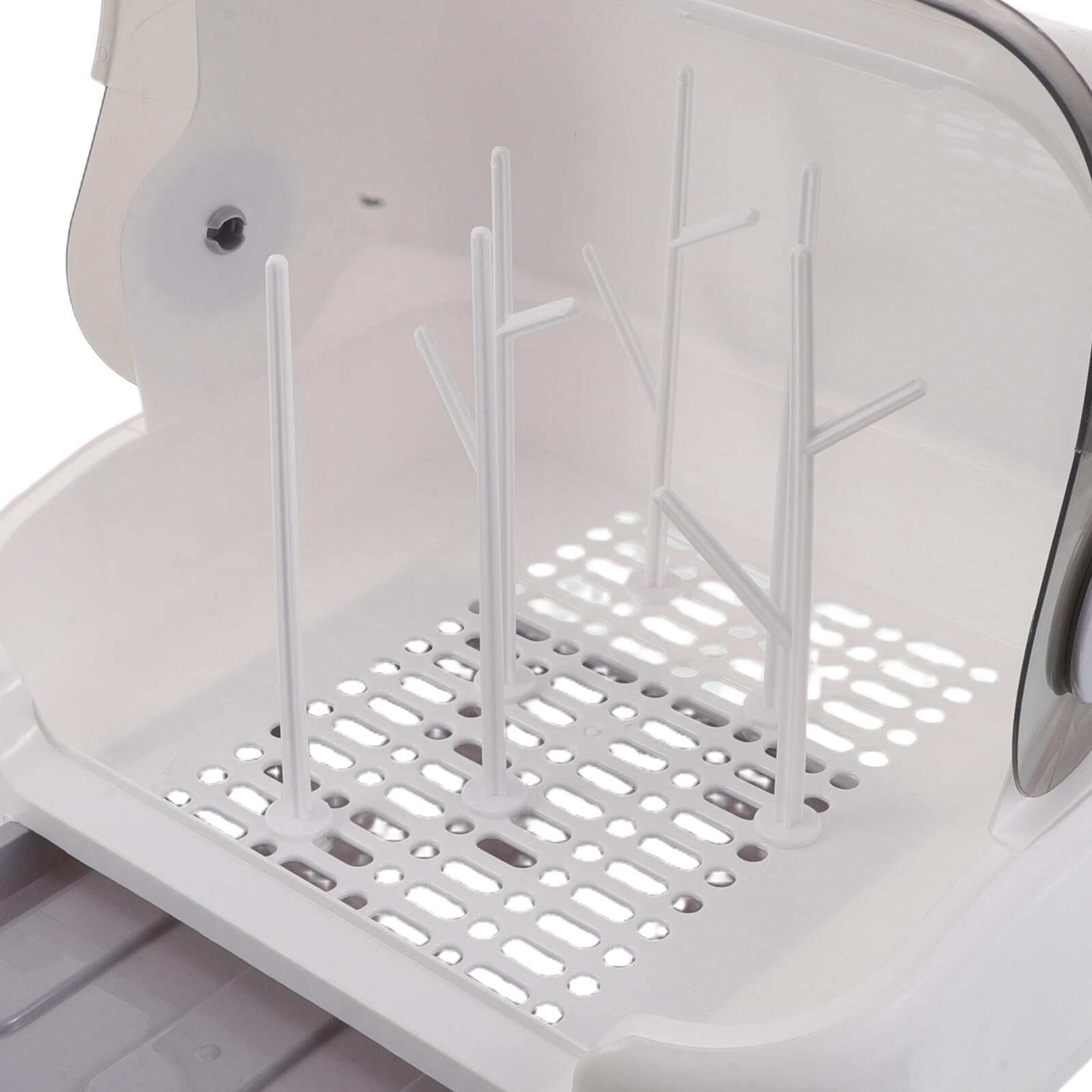 Babyflaschen Trockenständer Großzügig aus Freiem Kunststoff mit Staubschutzdeckel Abtropfschale und 6 Trocknungshaltern Hygienischer Flaschenhalter für Küchenarbeitsplatte