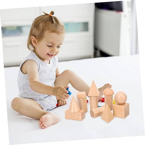 Miniatura 6 de Toyvian 12 piezas de geometría modelo geométrico bloques sólidos 3D formas geométricas 3D bloque de forma geométrica formas geométricas de madera