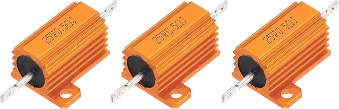uxcell 3pcs 25W 0.5 Ohm 5% Aluminum Housing Case Resistor, Wirewound Resistors Screw Tap Chassis Mounted, Gold
