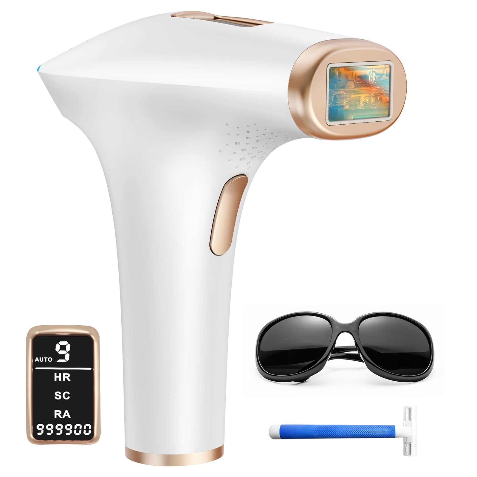 Haarlosy IPL Laser Hair Removal Device for Women and Men 3-in-1 Lazer Hair Remover with 9 Levels Auto Mode 999,900 Flashes for Upper Lips Bikini Line All Body Salon Quality Result at Home