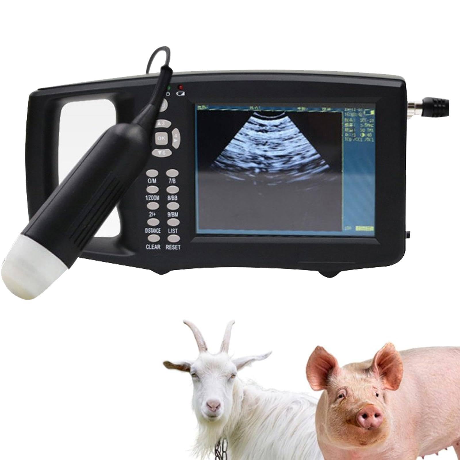 Ecografo Veterinario Portatile Riproduzione HD a Colori Multifunzionale, Rilevatore di Ultrasuoni Veterinario, Macchina per Test Gravidanza