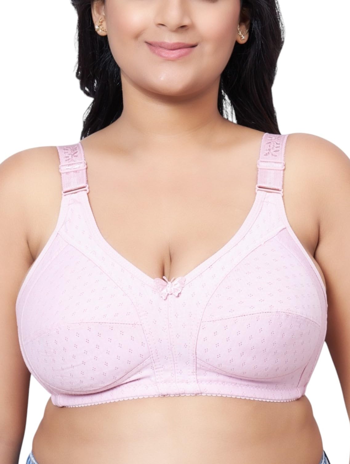 plumbury Women's Cotton Blend Full Coverage Non Padded Plus Size Minimiser Bra-picture-39