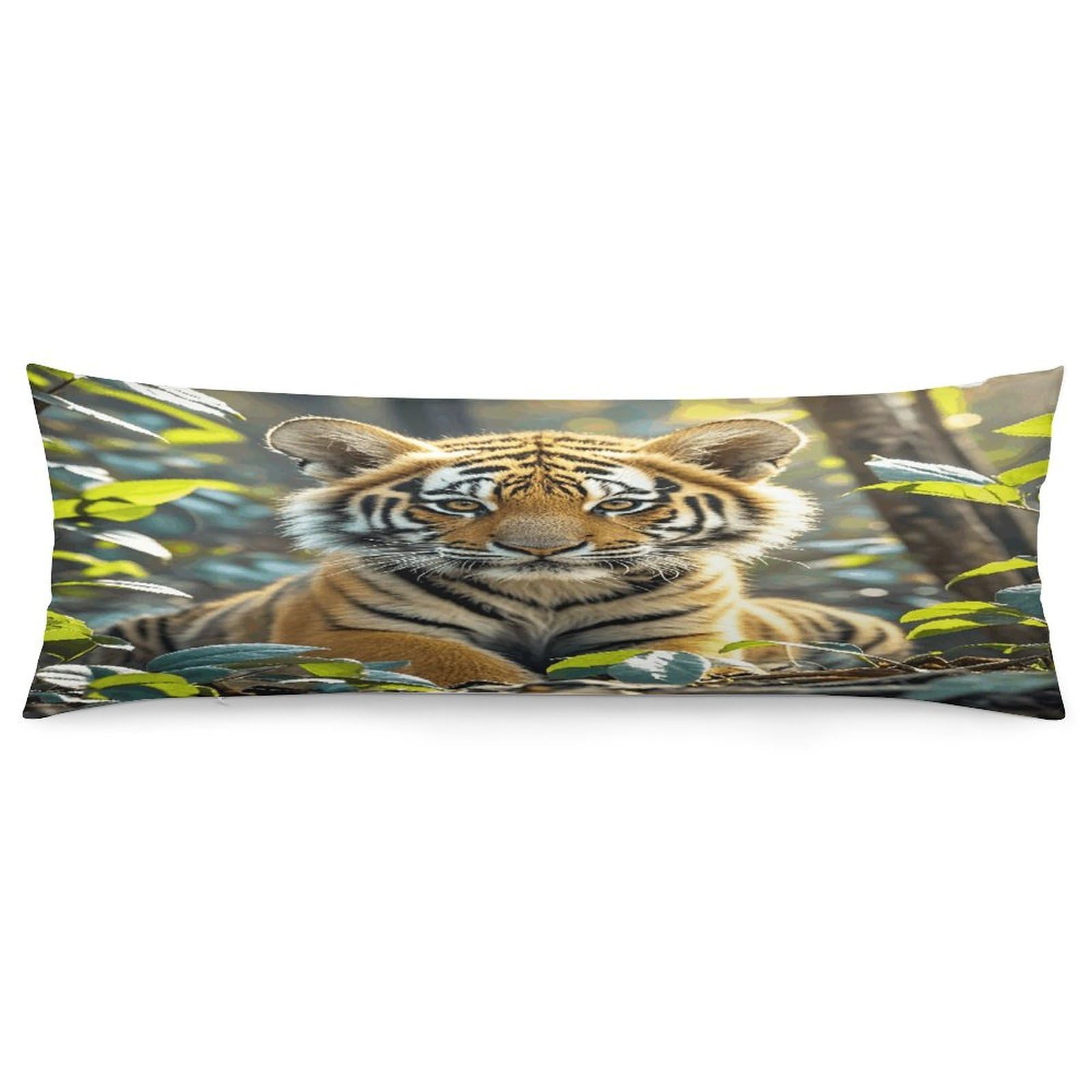Jungle Tigers Cub Pillowcase Decorative Body Pillow Cover Soft Full Long Pillow Case Breathable Large Body Pillowcase Cute Cozy Pillow Sham for Bed Couch Sofa 18.9 X 53 Inch