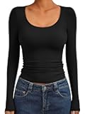 Womens Scoop Neck Long Sleeve Shirts Skinny Going Out Crop Tops Cute Fall Fashion 2025 Clothes