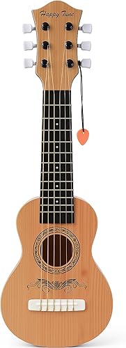 Guitarra acústica de 23 pulgadas, guitarra de juguete de 6 cuerdas para niños, cuerdas de acero realistas, primer instrumento musical para