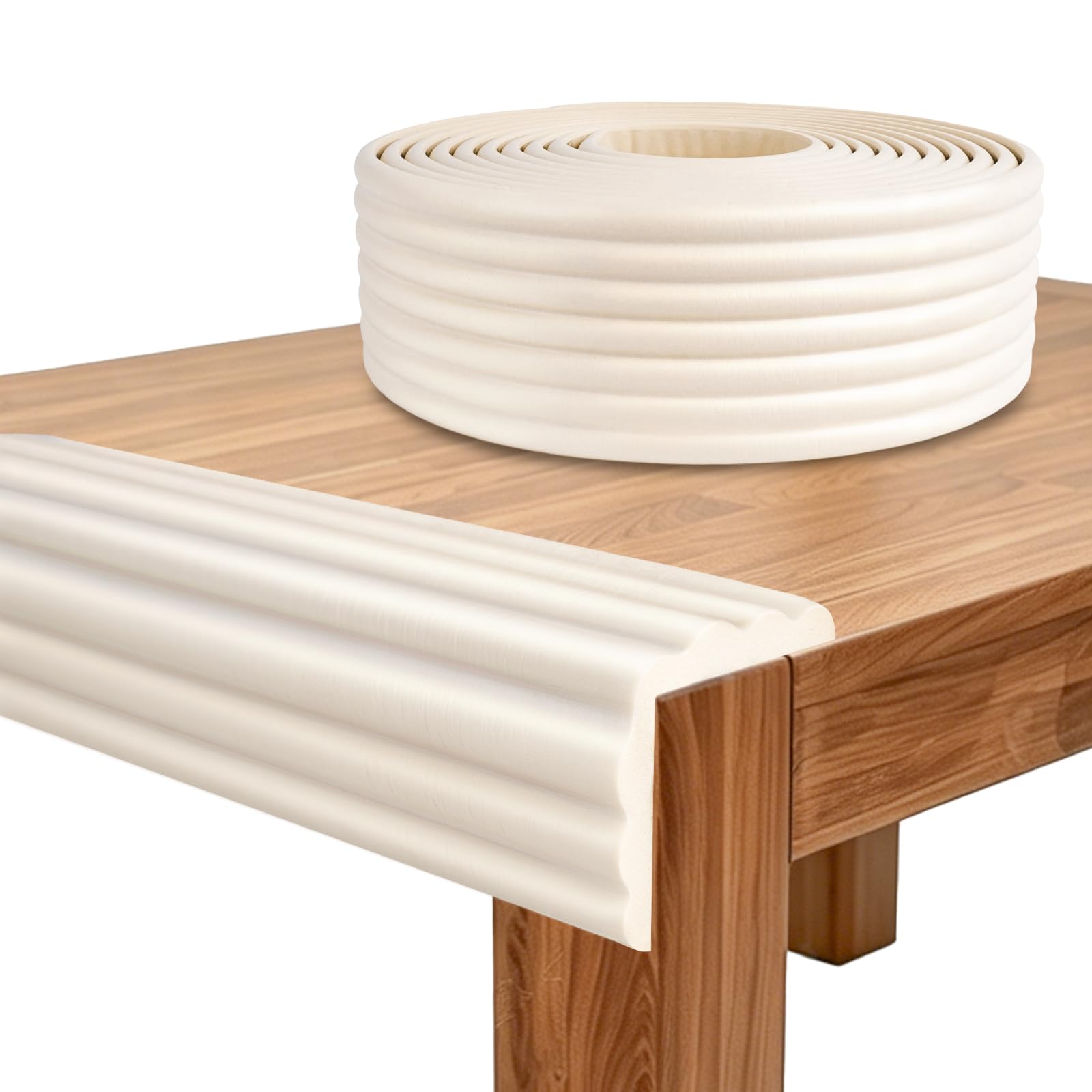 Paraspigoli per Bambini, 5 m x 8 cm Paraspigoli Schiuma per Neonati, Autoadesiva Schiuma Anti Collisione Sicurezza, per Mobili, Letto, Davanzale e Scrivania (Bianco)