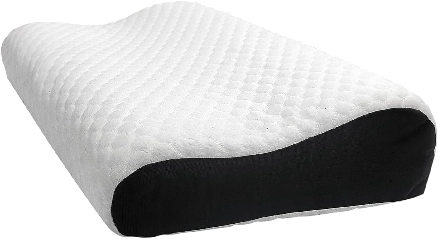 Memory Foam Pillow, Orthopedic Pillow for Neck Pain Cervical Contour Memory Foam Pillow,Orthopedic Neck Pillow with Washable Cover, Bed Pillows for Side, Back, Stomach Sleepers. (Black)