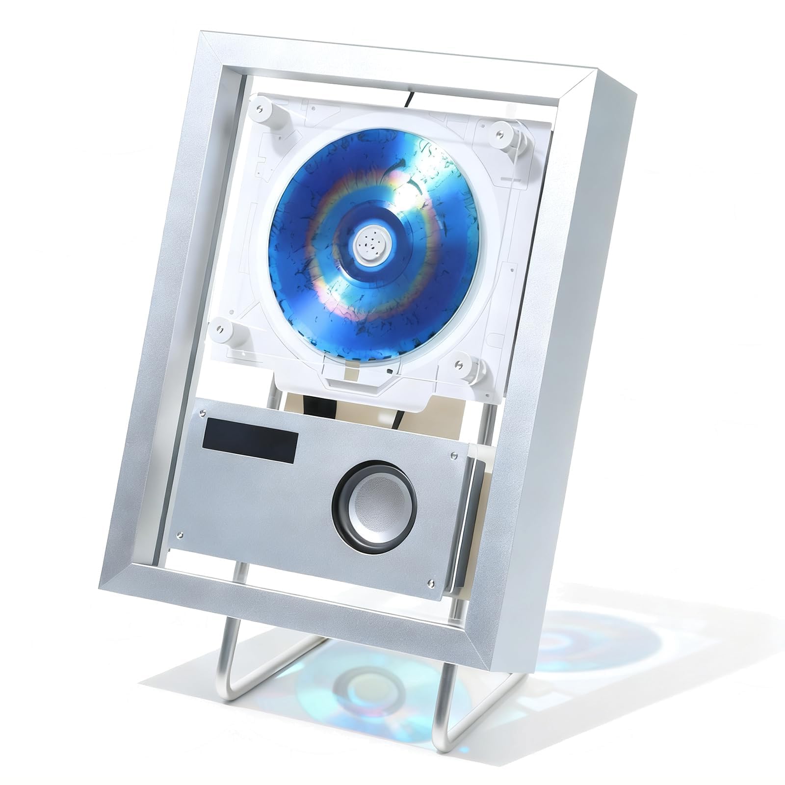 Reproductor de CD de montaje en pared con Bluetooth 5.1, marco de música moderno, compatible con CD, USB, radio FM, AUX para decoración de oficina en casa