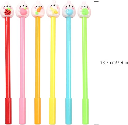 Miniatura 7 de KRIZJUES 12 bolígrafos de animales de dibujos animados de frutas, suministros escolares, bolígrafos de tinta de gel de dibujos animados lindos para