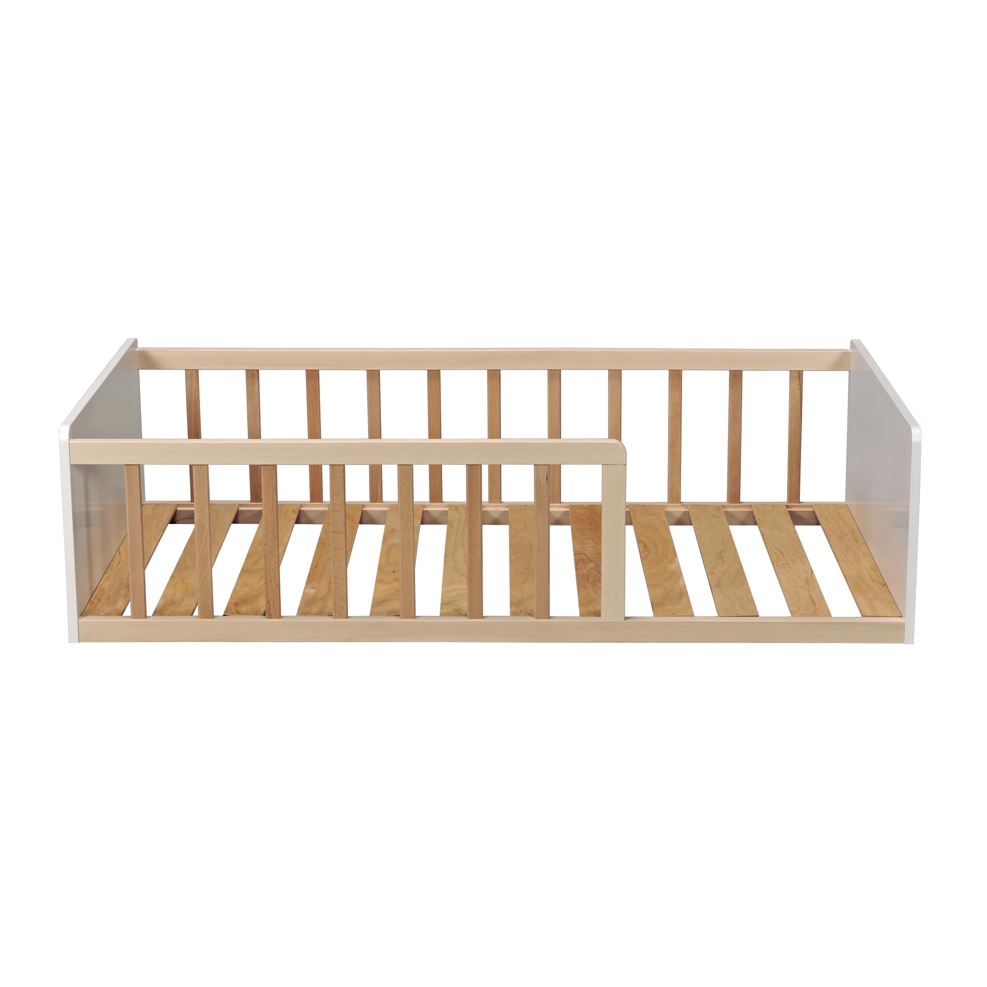 LIT Pilou 70x140 + sommier, Blanc et Naturel
