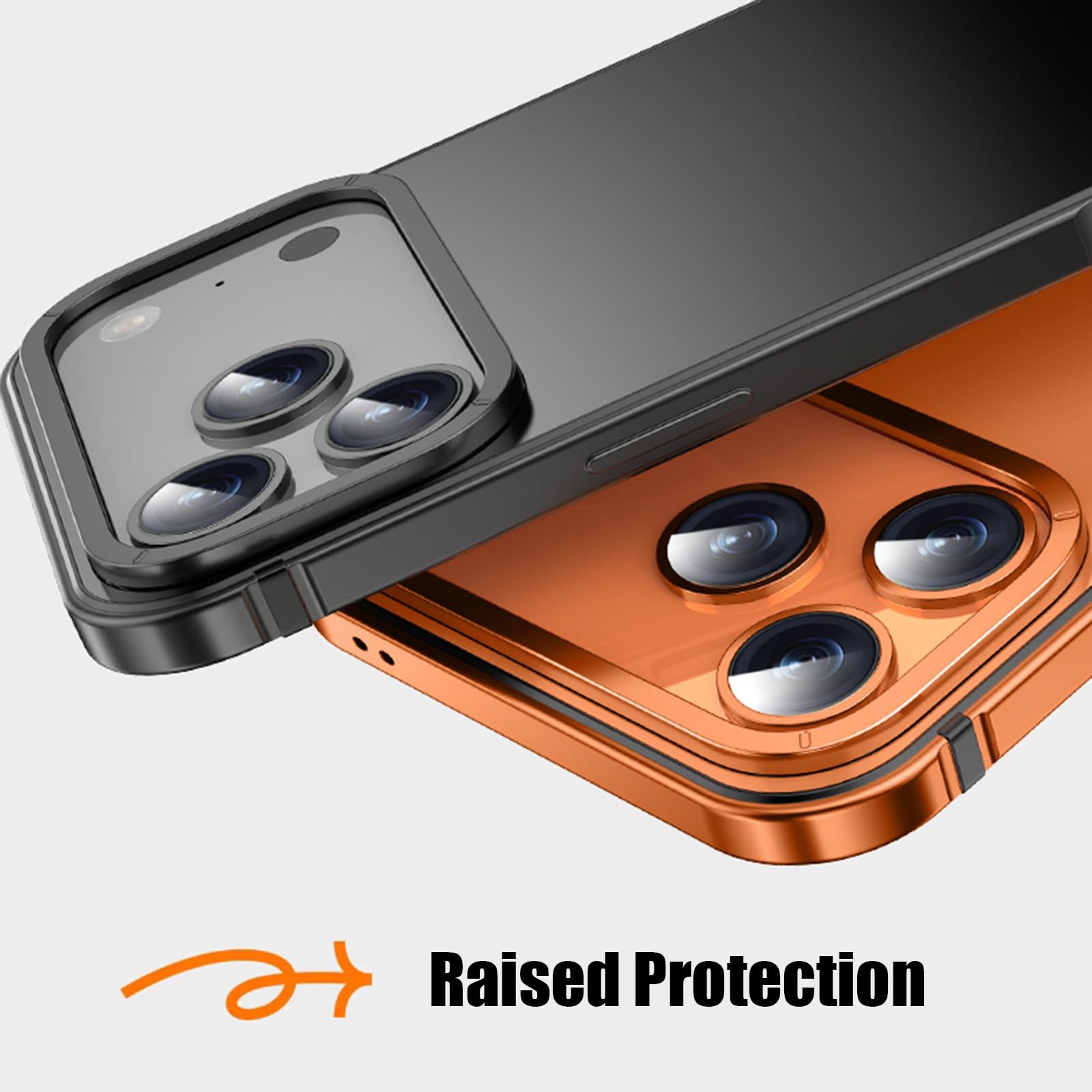 Ultradünne Hülle für iPhone 17 Pro Max/17 Pro, Titan-Stahlrahmen Metall Stoßfest Schutzhülle Leichte Luxus Gefrostet Handyhülle,Orange,17 Pro