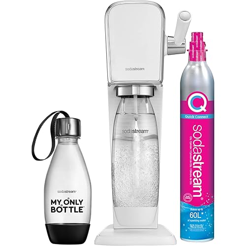 SodaStream Art Sparkling Water Maker (White) with CO2 and Two Carbonating Bottles
