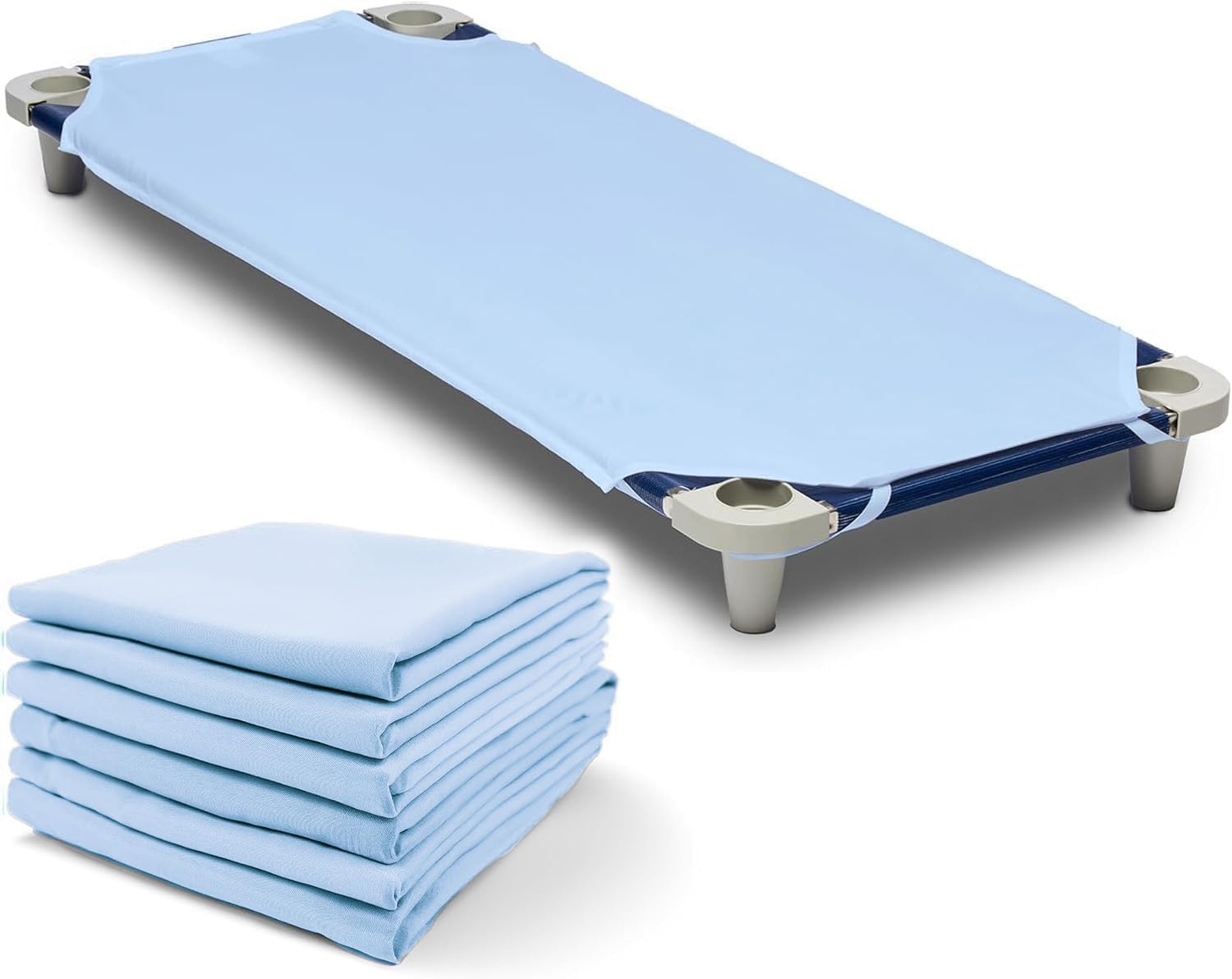 Rollee Pollee White Microfiber Cot Sheets - Super Soft & Durable with Elastic Loops - Ideal for Preschool & Daycare Naptime Bedding - Toddler Size 23" x 42" 6-Pack