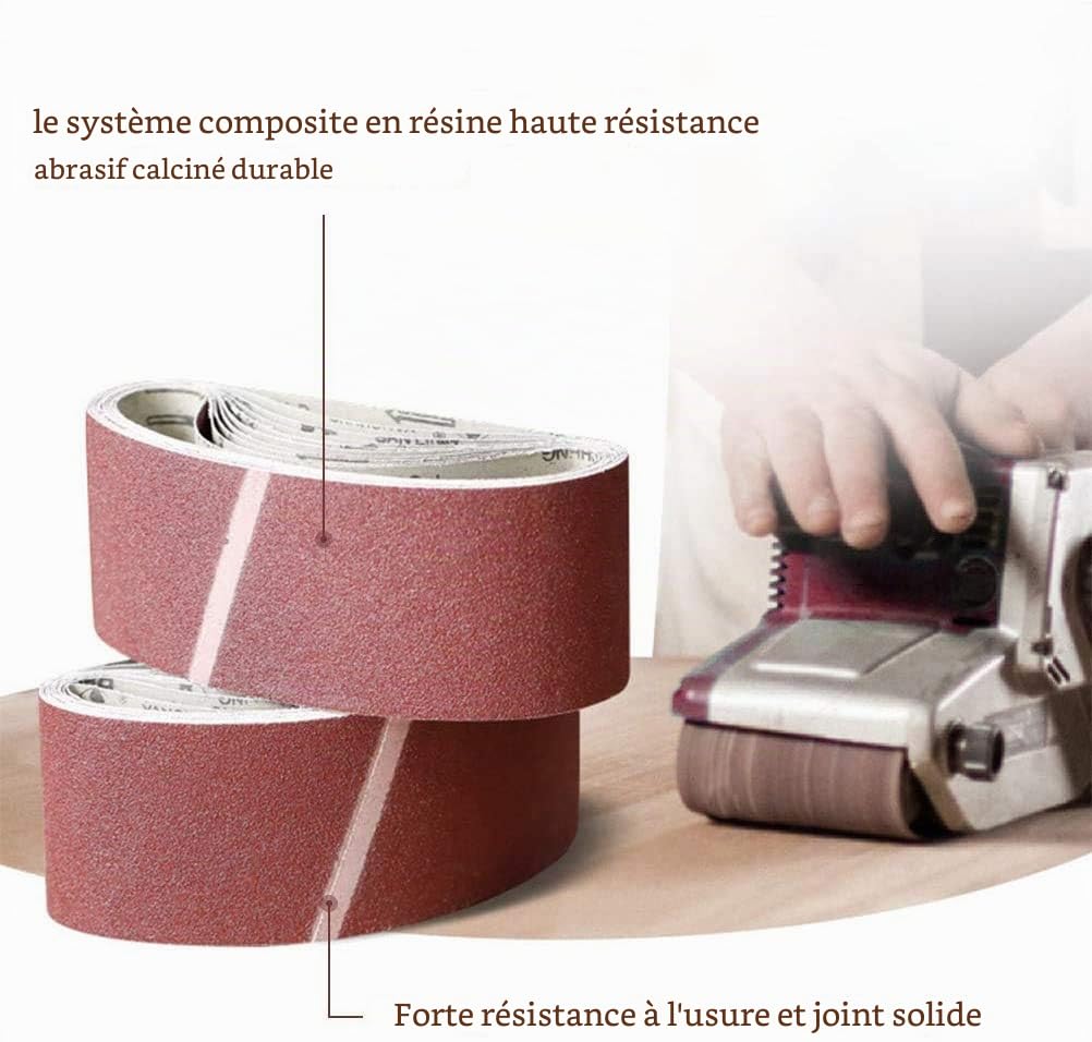KAHEIGN 30 Pièces Bande De Ponçage, 75 x 533mm Tissu En Tissu Bande De Ponçage 40/60/80/120/180/240 Grains Oxyde D'aluminium Papier De Verre Ceintures Power File Pour Ponceuses à Bande Bosch
