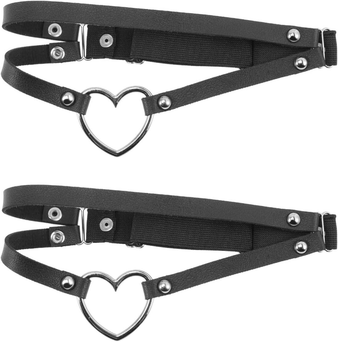 SOIMISS2pcs Heart Shaped Thigh Circle Femboy Garters Punk Garter Belt Women s Adjustable Leather Leg Garter Accessories for Women Thigh Garter Belt Garter Belts Apparel Wedding Miss