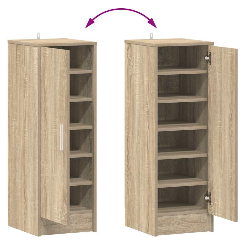 vidaXL Schuhschrank mit 6 Fächern Schuhregal Schuhablage Schrank Regal Schuhaufbewahrung Kommode Schuhständer Sonoma-Eiche 32x35x92cm Holzwerkstoff