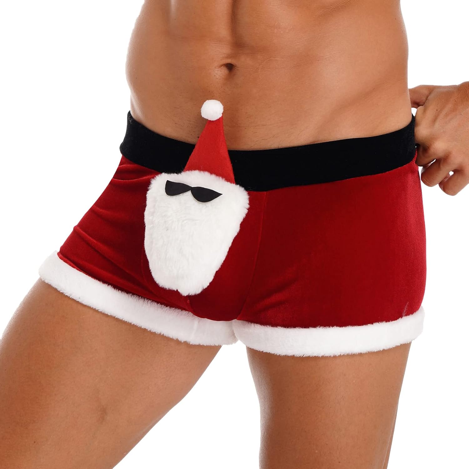 Oyolan Men's Funny Santa Boxer Briefs Christmas Holiday Shorts Trunks Underwear Fancy Dress Costume