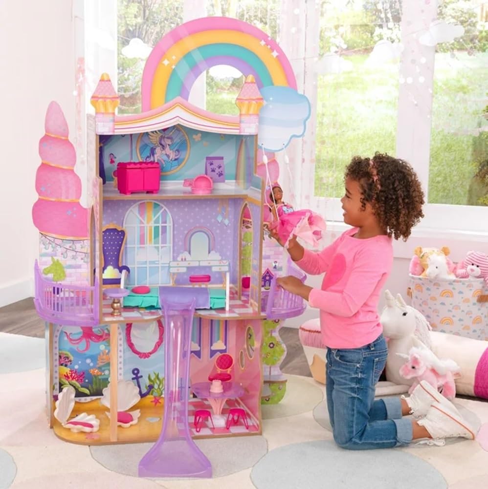 Rainbow Dreamers Unicorn Mermaid Dollhouse with EZ Kraft Assembly™