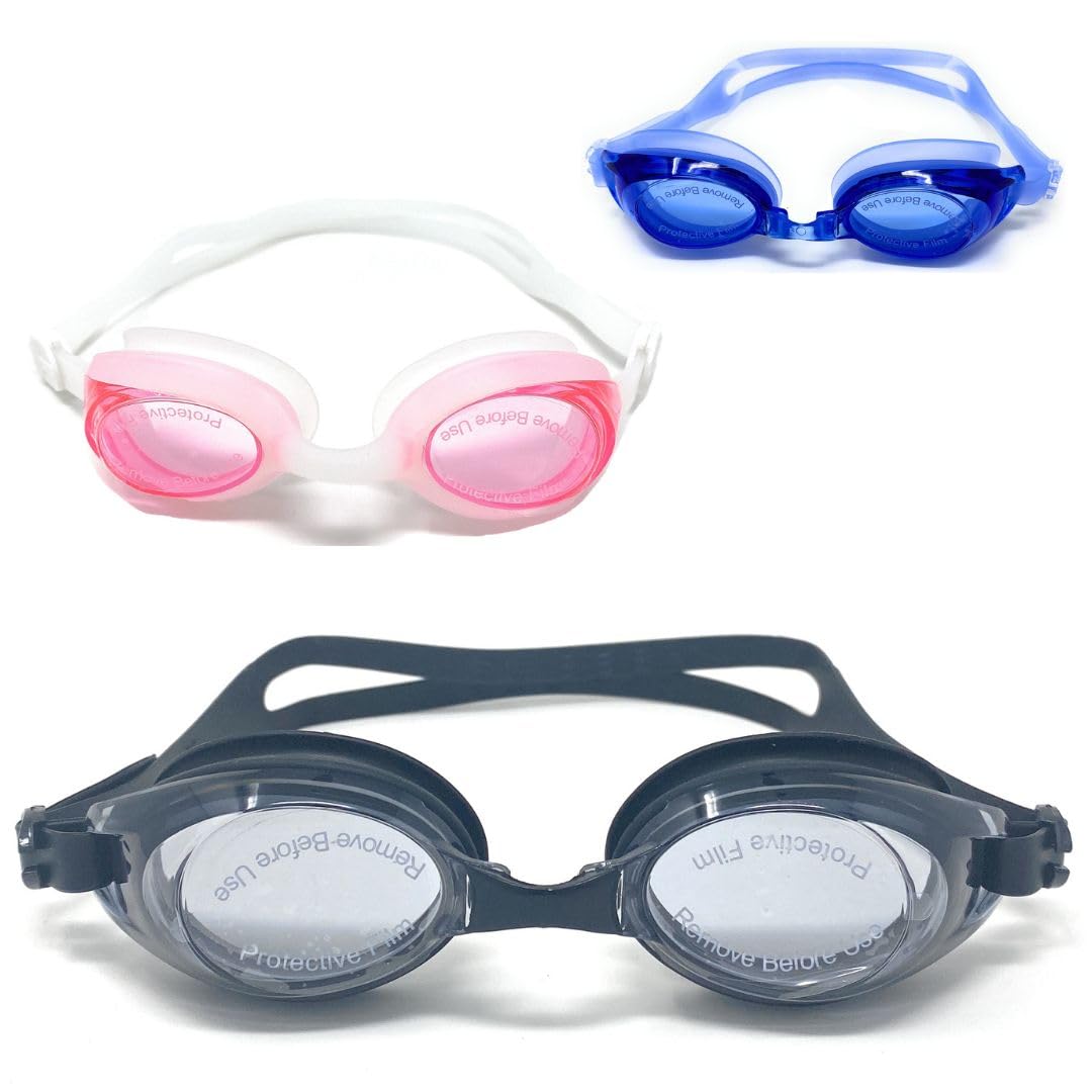 Occhialini Nuoto Professionale Modello POWER - SCONTI QUANTITÁ - Anti-Perdita - Piscina e Mare per Adulti e Bambini - 3 Ponti Nasali Intercambiabili, Cinturino Singolo.