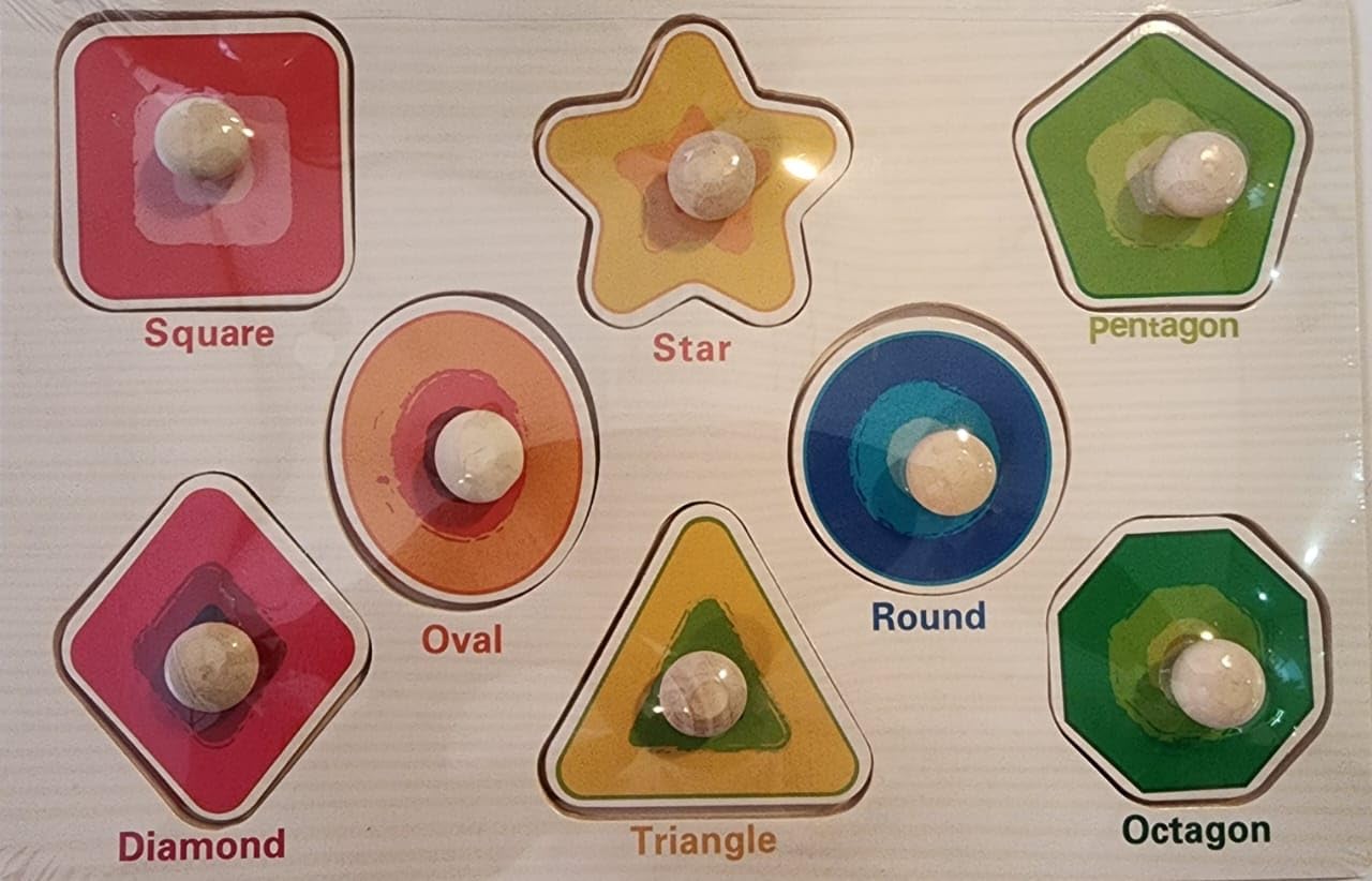 Shapes Knob Puzzle Wooden Toy, 8 Shapes (B0DHXL533B) Amazon Price History, Amazon Price Tracker